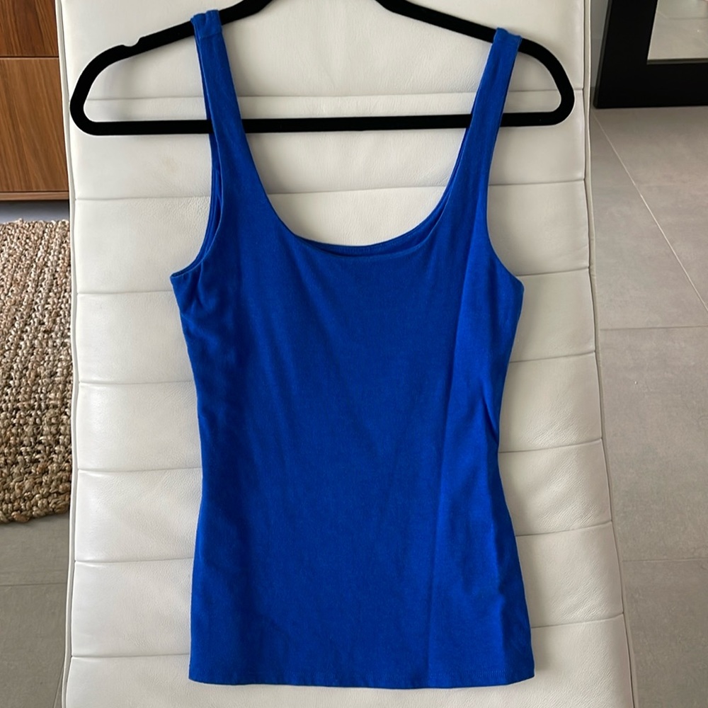 Express women size XS royal blue sleeveless solid tank top Y2K